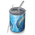 thumbnail image 1 of 12oz Coffee Tumblers Blue Marble Gold Swirl Pattern Stainless Steel Vacuum Insulated Travel Tumbler Coffee Cups Mug with Lid and Straw with Cleaning Brush for Cold & Hot Drinks, 1 of 5