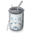 thumbnail image 1 of 12oz Coffee Tumblers Blue Marine Floral and Animal Pattern Stainless Steel Vacuum Insulated Travel Tumbler Coffee Cups Mug with Lid and Straw with Cleaning Brush for Cold & Hot Drinks, 1 of 5