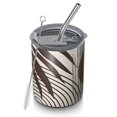 thumbnail image 1 of 12oz Coffee Tumblers Brown Boho Geometric and Plant Pattern Stainless Steel Vacuum Insulated Travel Tumbler Coffee Cups Mug with Lid and Straw with Cleaning Brush for Cold & Hot Drinks, 1 of 5