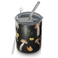 thumbnail image 1 of 12oz Coffee Tumblers Brown Mushroom Leaf Black Pattern Stainless Steel Vacuum Insulated Travel Tumbler Coffee Cups Mug with Lid and Straw with Cleaning Brush for Cold & Hot Drinks, 1 of 5