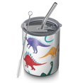 thumbnail image 1 of 12oz Coffee Tumblers Colorful Cartoon Dinosaurs Pattern Stainless Steel Vacuum Insulated Travel Tumbler Coffee Cups Mug with Lid and Straw with Cleaning Brush for Cold & Hot Drinks, 1 of 5