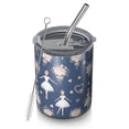 thumbnail image 1 of 12oz Coffee Tumblers Dark Blue Ballerina Flower Pattern Stainless Steel Vacuum Insulated Travel Tumbler Coffee Cups Mug with Lid and Straw with Cleaning Brush for Cold & Hot Drinks, 1 of 5