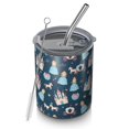 thumbnail image 1 of 12oz Coffee Tumblers Dark Blue Princess Castle Pattern Stainless Steel Vacuum Insulated Travel Tumbler Coffee Cups Mug with Lid and Straw with Cleaning Brush for Cold & Hot Drinks, 1 of 5