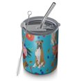 thumbnail image 1 of 12oz Coffee Tumblers Dogs with Flowers Stainless Steel Vacuum Insulated Travel Tumbler Coffee Cups Mug with Lid and Straw with Cleaning Brush for Cold & Hot Drinks, 1 of 5