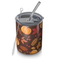 thumbnail image 1 of 12oz Coffee Tumblers Fall Pumpkins Leaves Pattern Stainless Steel Vacuum Insulated Travel Tumbler Coffee Cups Mug with Lid and Straw with Cleaning Brush for Cold & Hot Drinks, 1 of 5