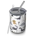 thumbnail image 1 of 12oz Coffee Tumblers Gray Brown Dinosaurs Palms Pattern Stainless Steel Vacuum Insulated Travel Tumbler Coffee Cups Mug with Lid and Straw with Cleaning Brush for Cold & Hot Drinks, 1 of 5