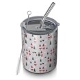 thumbnail image 1 of 12oz Coffee Tumblers Gray Christmas Gnome and Tree Pattern Stainless Steel Vacuum Insulated Travel Tumbler Coffee Cups Mug with Lid and Straw with Cleaning Brush for Cold & Hot Drinks, 1 of 5