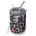 thumbnail image 1 of 12oz Coffee Tumblers Gray and Pink Of Leopard Print Stainless Steel Vacuum Insulated Travel Tumbler Coffee Cups Mug with Lid and Straw with Cleaning Brush for Cold & Hot Drinks, 1 of 5