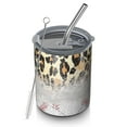 thumbnail image 1 of 12oz Coffee Tumblers Leopard Print and Baseballs Pattern Stainless Steel Vacuum Insulated Travel Tumbler Coffee Cups Mug with Lid and Straw with Cleaning Brush for Cold & Hot Drinks, 1 of 5