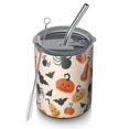 thumbnail image 1 of 12oz Coffee Tumblers Light Halloween Pumpkins Bats and Spiders Stainless Steel Vacuum Insulated Travel Tumbler Coffee Cups Mug with Lid and Straw with Cleaning Brush for Cold & Hot Drinks, 1 of 5