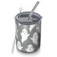 thumbnail image 1 of 12oz Coffee Tumblers Minimalist Halloween Ghosts Pattern Stainless Steel Vacuum Insulated Travel Tumbler Coffee Cups Mug with Lid and Straw with Cleaning Brush for Cold & Hot Drinks, 1 of 5