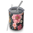 thumbnail image 1 of 12oz Coffee Tumblers Multicolored Pioneer Flower Stainless Steel Vacuum Insulated Travel Tumbler Coffee Cups Mug with Lid and Straw with Cleaning Brush for Cold & Hot Drinks, 1 of 5