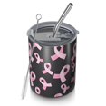 thumbnail image 1 of 12oz Coffee Tumblers Pink Breast Cancer Stainless Steel Vacuum Insulated Travel Tumbler Coffee Cups Mug with Lid and Straw with Cleaning Brush for Cold & Hot Drinks, 1 of 5