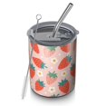 thumbnail image 1 of 12oz Coffee Tumblers Pink Strawberry Plants Fruit Stainless Steel Vacuum Insulated Travel Tumbler Coffee Cups Mug with Lid and Straw with Cleaning Brush for Cold & Hot Drinks, 1 of 5