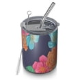 thumbnail image 1 of 12oz Coffee Tumblers Pioneer Flower Floral Print Pattern Stainless Steel Vacuum Insulated Travel Tumbler Coffee Cups Mug with Lid and Straw with Cleaning Brush for Cold & Hot Drinks, 1 of 5