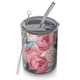 thumbnail image 1 of 12oz Coffee Tumblers Pioneer Flower Floral Print Pattern Stainless Steel Vacuum Insulated Travel Tumbler Coffee Cups Mug with Lid and Straw with Cleaning Brush for Cold & Hot Drinks, 1 of 5