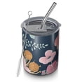 thumbnail image 1 of 12oz Coffee Tumblers Pioneer Flower Floral Print Pattern Stainless Steel Vacuum Insulated Travel Tumbler Coffee Cups Mug with Lid and Straw with Cleaning Brush for Cold & Hot Drinks, 1 of 5