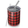 thumbnail image 1 of 12oz Coffee Tumblers Red Black Checkerboard Checkered Pattern Stainless Steel Vacuum Insulated Travel Tumbler Coffee Cups Mug with Lid and Straw with Cleaning Brush for Cold & Hot Drinks, 1 of 5