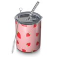 thumbnail image 1 of 12oz Coffee Tumblers Red Strawberry Plants Fruit Stainless Steel Vacuum Insulated Travel Tumbler Coffee Cups Mug with Lid and Straw with Cleaning Brush for Cold & Hot Drinks, 1 of 5