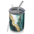 thumbnail image 1 of 12oz Coffee Tumblers Teal Gold Marble Pattern Stainless Steel Vacuum Insulated Travel Tumbler Coffee Cups Mug with Lid and Straw with Cleaning Brush for Cold & Hot Drinks, 1 of 5