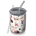 thumbnail image 1 of 12oz Coffee Tumblers White Christmas Santa Pattern Stainless Steel Vacuum Insulated Travel Tumbler Coffee Cups Mug with Lid and Straw with Cleaning Brush for Cold & Hot Drinks, 1 of 5