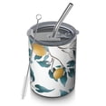 thumbnail image 1 of 12oz Coffee Tumblers Yellow Lemon Fruits White Pattern Stainless Steel Vacuum Insulated Travel Tumbler Coffee Cups Mug with Lid and Straw with Cleaning Brush for Cold & Hot Drinks, 1 of 5