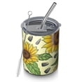 thumbnail image 1 of 12oz Coffee Tumblers Yellow Sunflower Seed Pattern Stainless Steel Vacuum Insulated Travel Tumbler Coffee Cups Mug with Lid and Straw with Cleaning Brush for Cold & Hot Drinks, 1 of 5