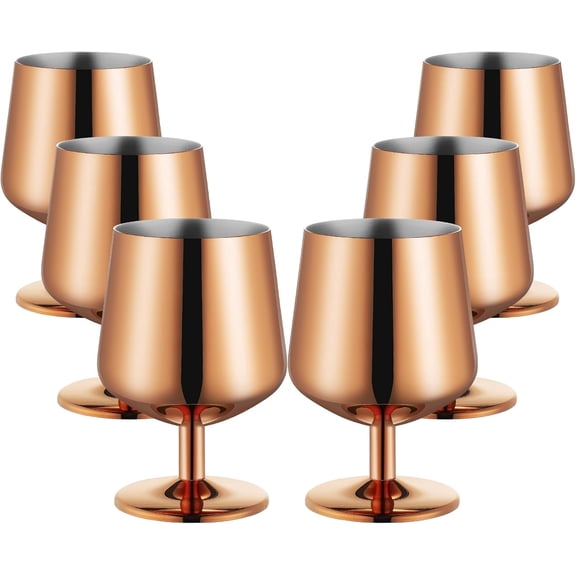 12oz Cognac Snifter Glasses, Brandy Snifters Set of 6, Snifter Glasses, Stemmed Glasses, 18/10 Stainless Steel, Dishwasher Safe, Ideal for Lover, Rose