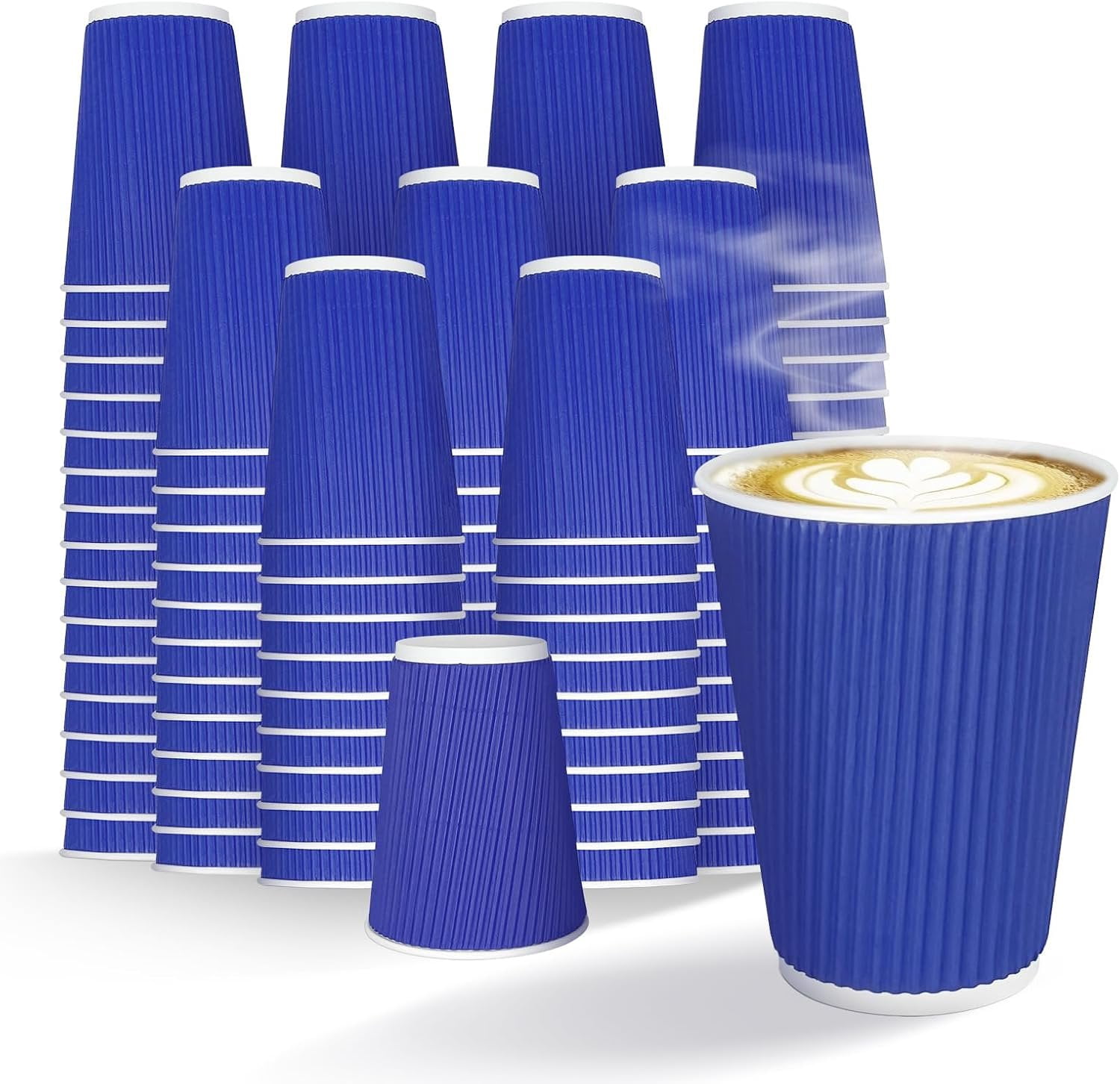 12oz Compostable Coffee Cups 120 Pack, BPI-Certified Dispoable Paper ...