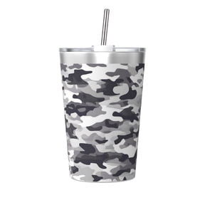 12oz Conical Thermal Insulation Cup 4.93.2in With Straw No Odor Insulation Effect Is Good For Party Camping Picnic Travel Vector Camouflage Pattern Gray_4