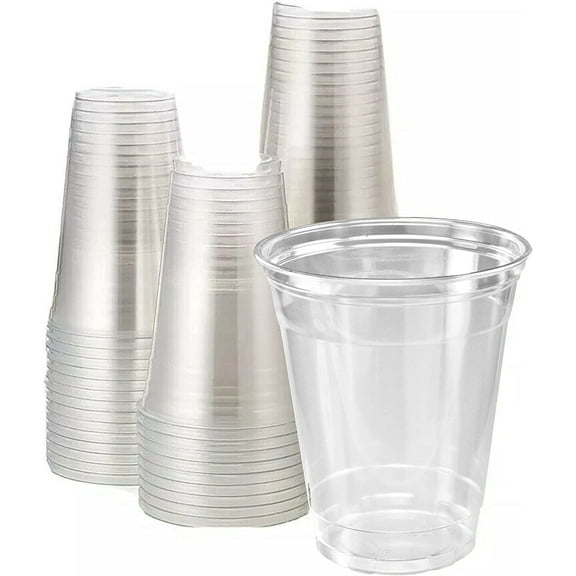 12oz Crystal Clear PET Plastic Cups, Fit 92mm Lids (Case of 1000) (12oz 92mm)