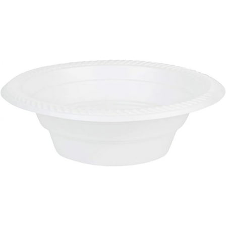 12oz Disposable White Plastic Bowls - Plastic Soup Bowls, Dip Bowls, Ice Cream, Sundae, Light Duty Plastic Dessert Bowls for Baby Showers, Weddings, Birthday Party, Receptions (100)
