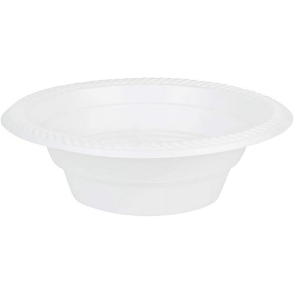 12oz Disposable White Plastic Bowls - Plastic Soup Bowls, Dip Bowls, Ice Cream, Sundae, Light Duty Plastic Dessert Bowls for Baby Showers, Weddings, Birthday Party, Receptions (200)