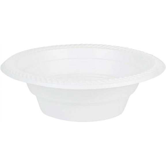 12oz Disposable White Plastic Bowls - Plastic Soup Bowls, Dip Bowls, Ice Cream, Sundae, Light Duty Plastic Dessert Bowls for Baby Showers, Weddings, Birthday Party, Receptions (300)