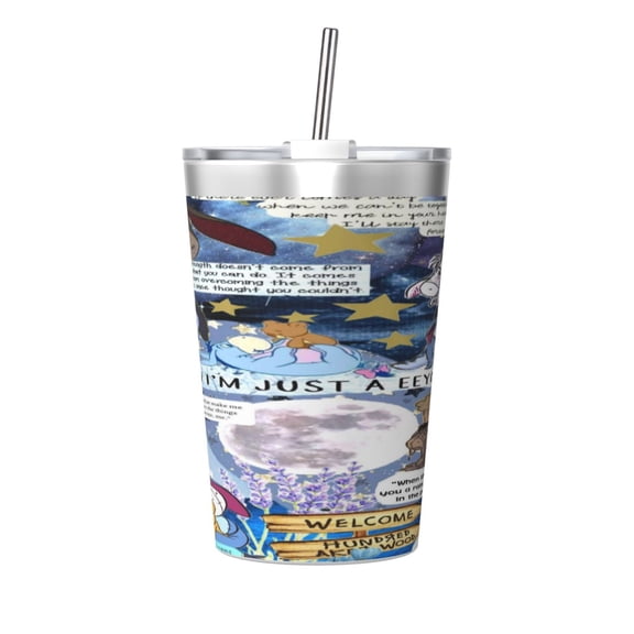 12oz Ee-Yore Stainless Steel Insulated Tumbler Cups With Conical Straw