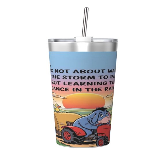 12oz Ee-Yore Stainless Steel Insulated Tumbler Cups With Conical Straw