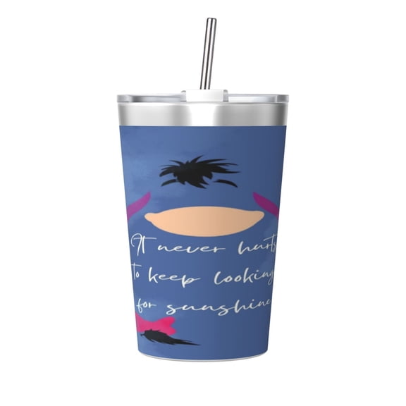 12oz Ee-Yore Stainless Steel Insulated Tumbler Cups With Conical Straw