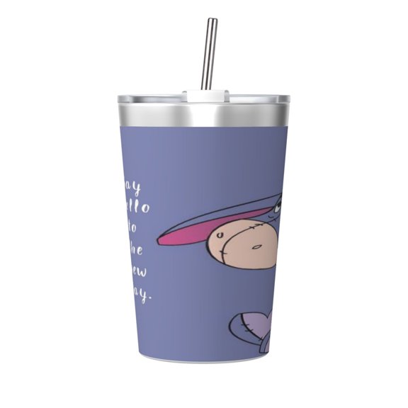 12oz Ee-Yore Stainless Steel Insulated Tumbler Cups With Conical Straw
