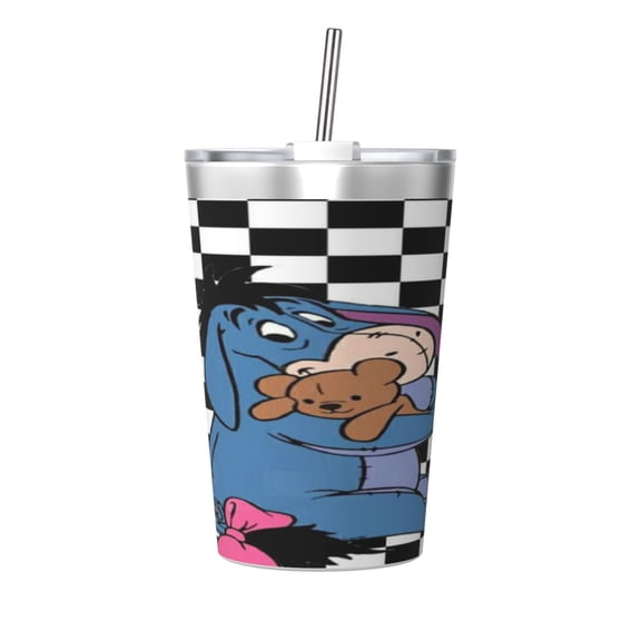 12oz Ee-Yore Stainless Steel Insulated Tumbler Cups With Conical Straw