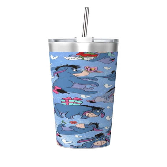 12oz Ee-Yore Stainless Steel Insulated Tumbler Cups With Conical Straw