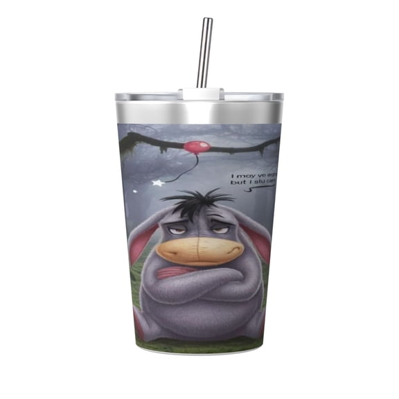 12oz Ee-Yore Stainless Steel Insulated Tumbler Cups With Conical Straw