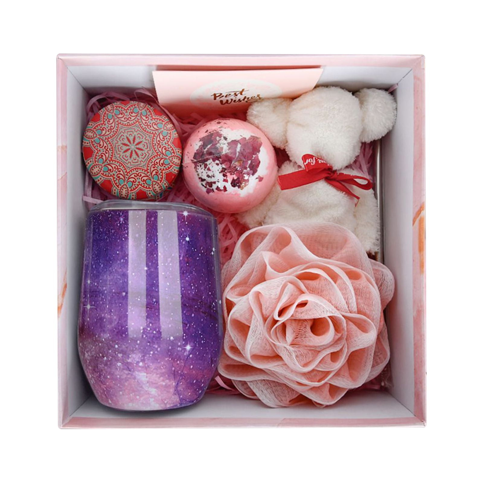  Christmas Gifts for Women - 6pc Spa Tumbler White Elephant Gifts  Box - Womens Gifts for Christmas - Secret Santa Gifts for Women - Includes  Wine Tumbler, Straw, Candle, Bath Bomb