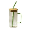 thumbnail image 1 of 12oz Glass Cups with Lids and Straws,Glass Tumbler with Handle,Reusable Glass Ice Coffee Cups with Lid and Straw for Smoothies,Tea,Juice,Cup for Cold & Hot Drinks,Travel Cup(Green1,1.97x1.97x5.12"), 1 of 7