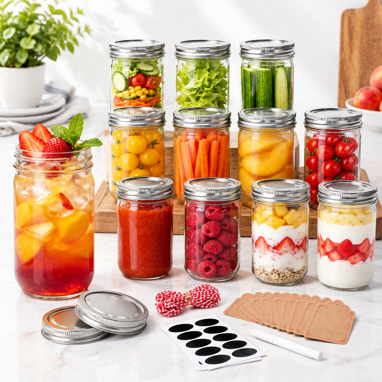12oz Glmason Jars With Lids 12pickle Jar Set Stickers - Walmart.com