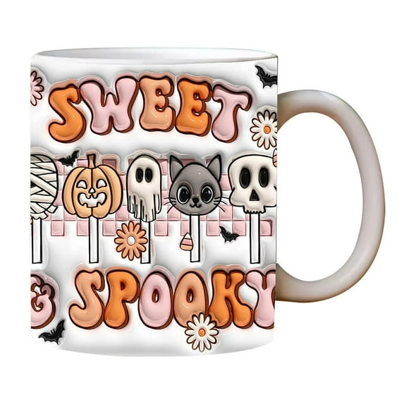 12oz Halloween Ghost Coffee Mug - Cute Ceramic Ghost Pumpkin Pattern Mug Coffee Cup Halloween Accessories Birthday Gifts for Kids Adult