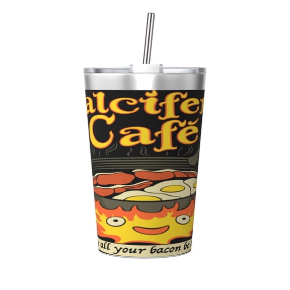 12oz Howls Moving Castl (44) Stainless Steel Insulated Tumbler Cups with Conical Straw