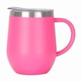 thumbnail image 1 of 12oz Insulated Coffee Mug with Handle Stainless Steel Insulated Coffee Mug Double Wall Vacuum Travel Mug Tumbler Cup with Sliding Lid Travel Coffee Cup Thermal Cup,Drak Pink, 1 of 6