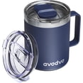 thumbnail image 1 of 12oz Insulated Coffee Mug with Lid – Includes Two Lids, Stainless Steel Coffee Travel Mug with Handle, Double Wall Vacuum Insulated Camping Mug for Home, Office & Outdoor, Navy Blue, 1 of 4