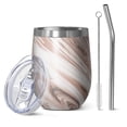 thumbnail image 1 of 12oz Insulated Wine Tumbler with Lid & Straw, Stainless Steel Egg Shape Cup, Liquid & Marble Print, 1 of 5
