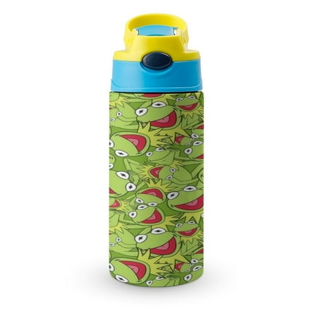 12oz Ke-Rmit The Fro Water Bottle with Straw Lid Insulated Cartoon Stainless Steel Reusable Tumbler for Boys Girls